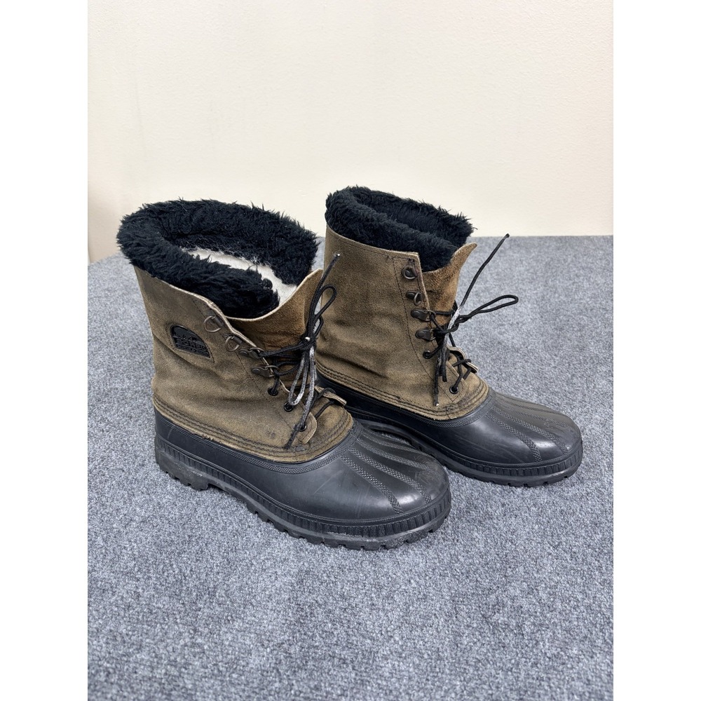Sorel Boots Kauffman  Mens Brown Black Polar Winter Leather Steel Shank‎ Size 10
